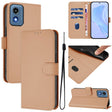 For Motorola Moto G Play 5G 2024 Global Skin Feel Solid Color Leather Phone Case with Lanyard(Nude) - Motorola Cases by PMC Jewellery | Online Shopping South Africa | PMC Jewellery | Buy Now Pay Later Mobicred