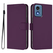 For Motorola Moto G Play 5G 2024 Global Skin Feel Solid Color Leather Phone Case with Lanyard(Violet)