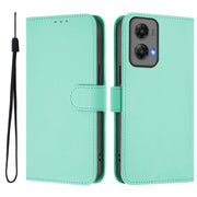 For Motorola Moto G Stylus 5G 2024 Skin Feel Solid Color Leather Phone Case with Lanyard(Mint Green)