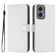 For Motorola Moto G Stylus 5G 2024 Skin Feel Solid Color Leather Phone Case with Lanyard(White)