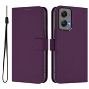 For Motorola Moto G Stylus 5G 2024 Skin Feel Solid Color Leather Phone Case with Lanyard(Violet)