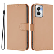 For Motorola Moto G Power 5G 2024 Skin Feel Solid Color Leather Phone Case with Lanyard(Nude)