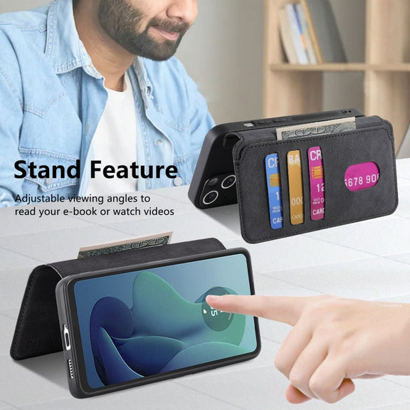 For Motorola Moto G 5G 2024 CaseNeo MagSafe RFID Anti-theft Retro Leather Phone Case(Black)