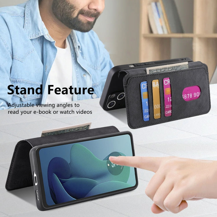 For Motorola Moto G 5G 2024 CaseNeo MagSafe RFID Anti-theft Retro Leather Phone Case(Black)
