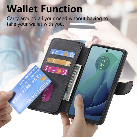 For Motorola Moto G 5G 2024 CaseNeo MagSafe RFID Anti-theft Retro Leather Phone Case(Black)