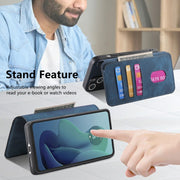 For Motorola Moto G 5G 2024 CaseNeo MagSafe RFID Anti-theft Retro Leather Phone Case(Blue)