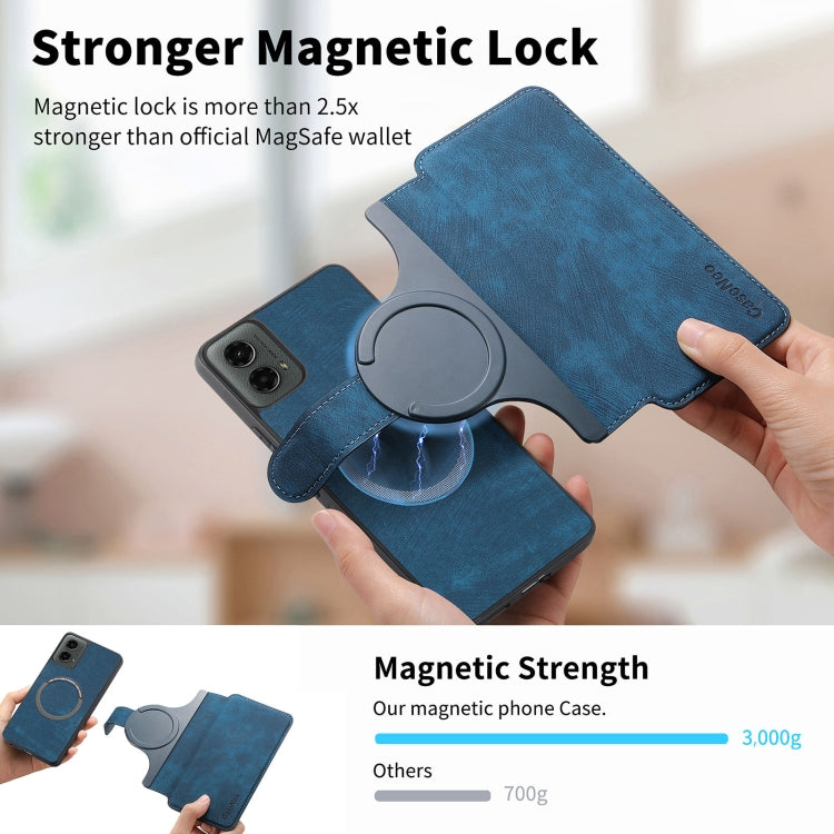 For Motorola Moto G 5G 2024 CaseNeo MagSafe RFID Anti-theft Retro Leather Phone Case(Blue)