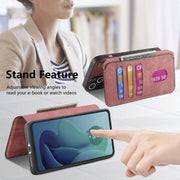For Motorola Moto G 5G 2024 CaseNeo MagSafe RFID Anti-theft Retro Leather Phone Case(Pink)
