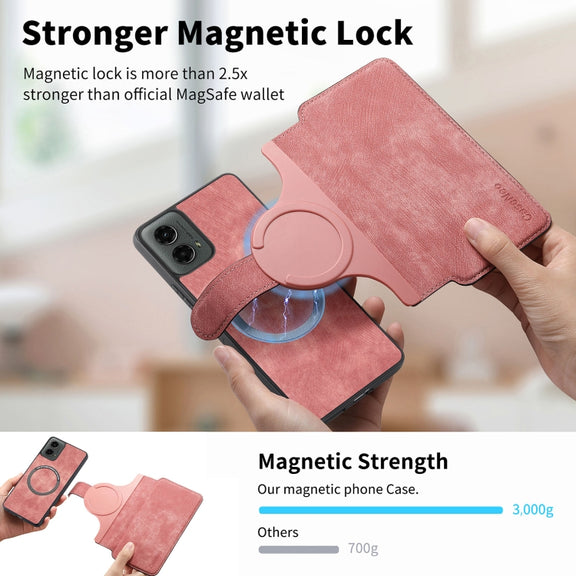 For Motorola Moto G 5G 2024 CaseNeo MagSafe RFID Anti-theft Retro Leather Phone Case(Pink)