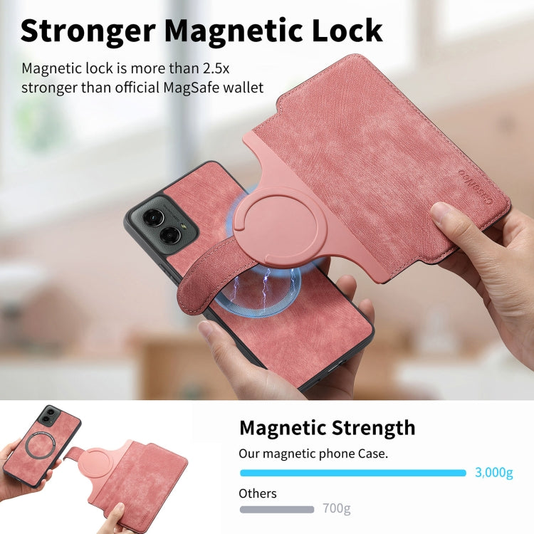 For Motorola Moto G 5G 2024 CaseNeo MagSafe RFID Anti-theft Retro Leather Phone Case(Pink)