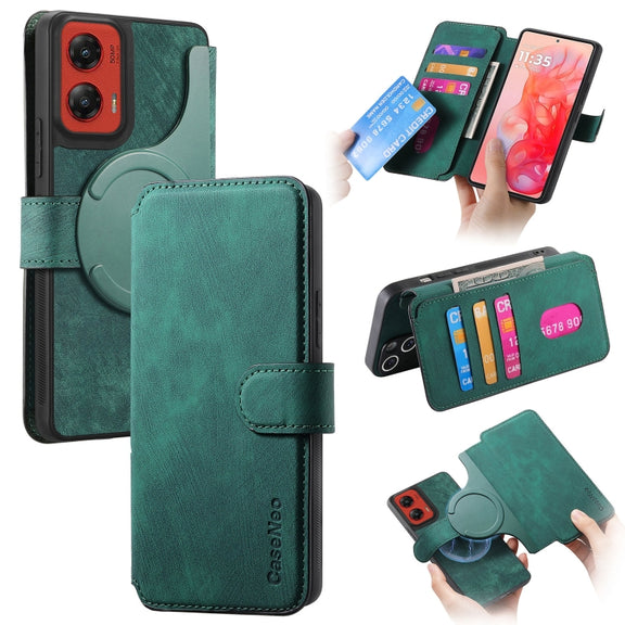 For Motorola Moto G Stylus 5G 2024 CaseNeo MagSafe RFID Anti-theft Retro Leather Phone Case(Green)