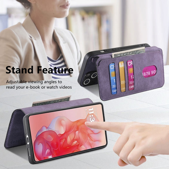 For Motorola Moto G Stylus 5G 2024 CaseNeo MagSafe RFID Anti-theft Retro Leather Phone Case(Purple)