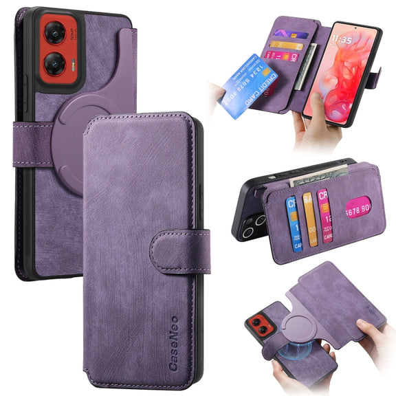 For Motorola Moto G Stylus 5G 2024 CaseNeo MagSafe RFID Anti-theft Retro Leather Phone Case(Purple)