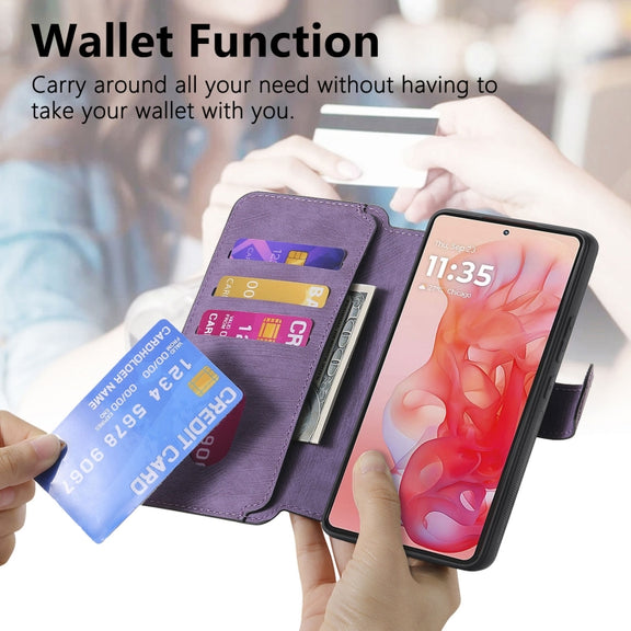 For Motorola Moto G Stylus 5G 2024 CaseNeo MagSafe RFID Anti-theft Retro Leather Phone Case(Purple)