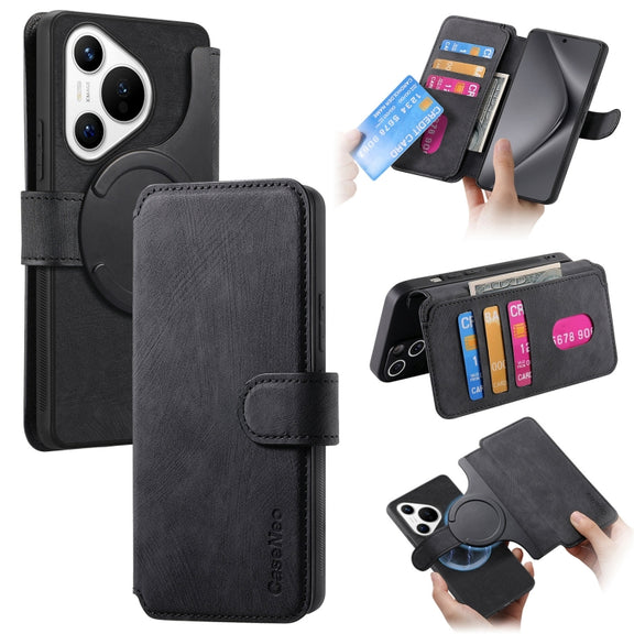 For Huawei Pura 70 CaseNeo MagSafe RFID Anti-theft Retro Leather Phone Case(Black)