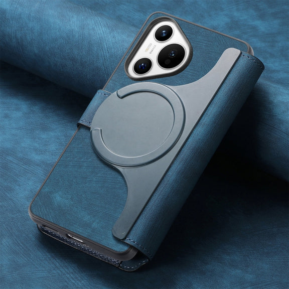 For Huawei Pura 70 CaseNeo MagSafe RFID Anti-theft Retro Leather Phone Case(Blue)