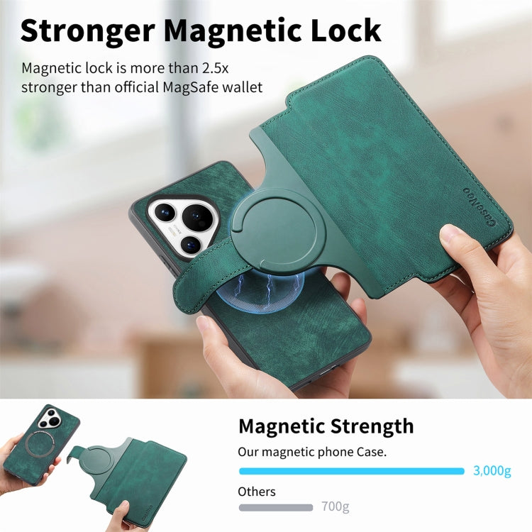 For Huawei Pura 70 CaseNeo MagSafe RFID Anti-theft Retro Leather Phone Case(Green)