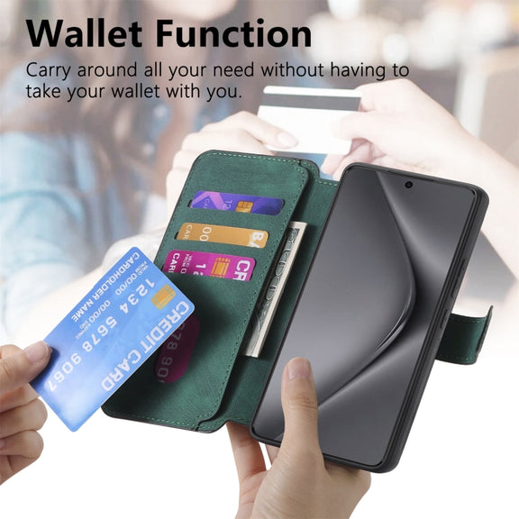 For Huawei Pura 70 CaseNeo MagSafe RFID Anti-theft Retro Leather Phone Case(Green)
