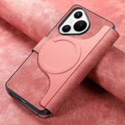 For Huawei Pura 70 CaseNeo MagSafe RFID Anti-theft Retro Leather Phone Case(Pink)