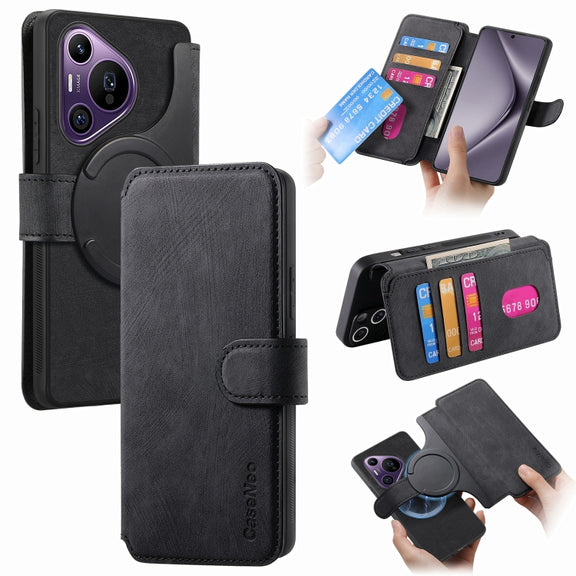 For Huawei Pura 70 Pro CaseNeo MagSafe RFID Anti-theft Retro Leather Phone Case(Black)