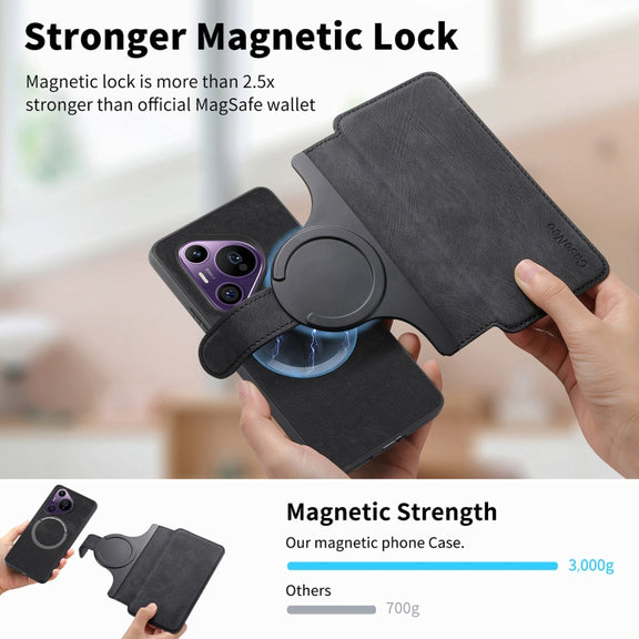 For Huawei Pura 70 Pro CaseNeo MagSafe RFID Anti-theft Retro Leather Phone Case(Black)