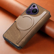 For Huawei Pura 70 Pro CaseNeo MagSafe RFID Anti-theft Retro Leather Phone Case(Brown)