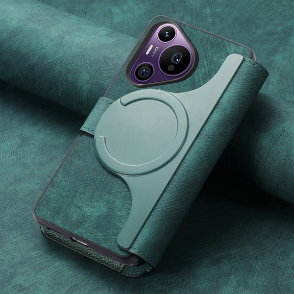 For Huawei Pura 70 Pro CaseNeo MagSafe RFID Anti-theft Retro Leather Phone Case(Green)