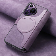 For Huawei Pura 70 Pro CaseNeo MagSafe RFID Anti-theft Retro Leather Phone Case(Purple)