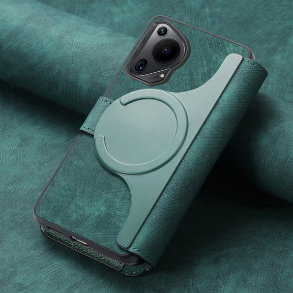 For Huawei Pura 70 Ultra CaseNeo MagSafe RFID Anti-theft Retro Leather Phone Case(Green)
