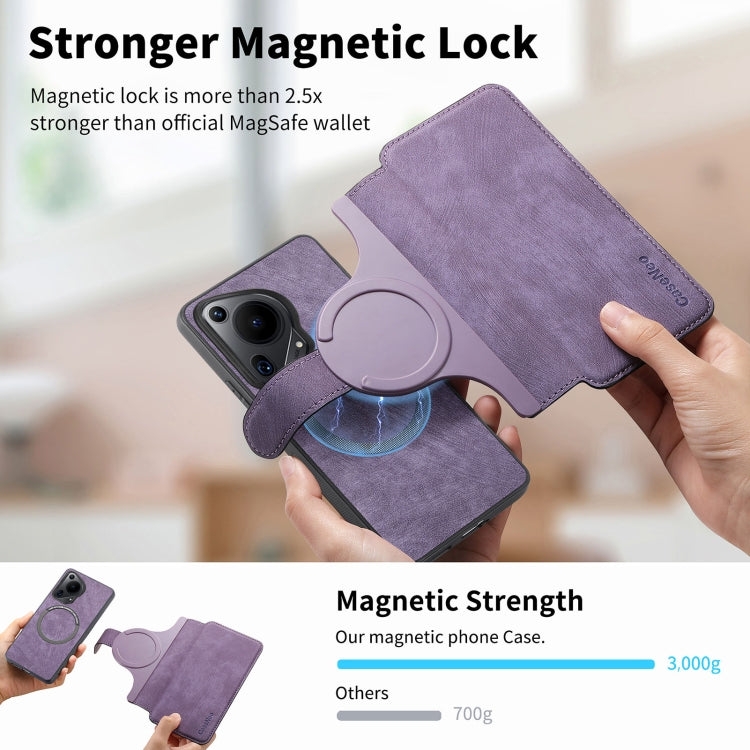 For Huawei Pura 70 Ultra CaseNeo MagSafe RFID Anti-theft Retro Leather Phone Case(Purple)