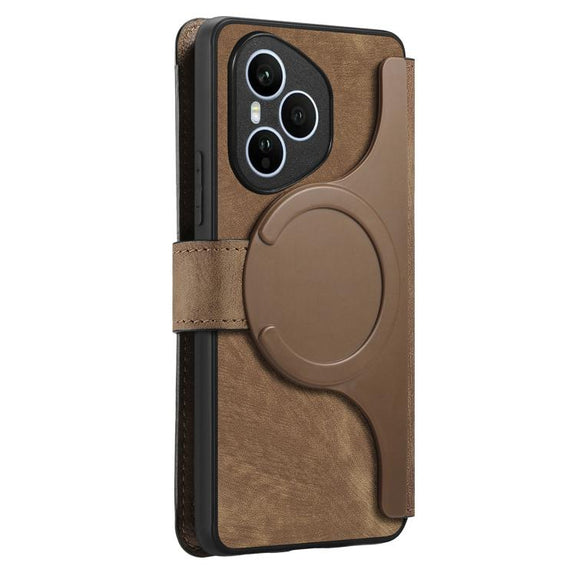 For Honor 400 Pro Global 160.8mm CaseNeo MagSafe RFID Anti-theft Retro Leather Phone Case(Brown)