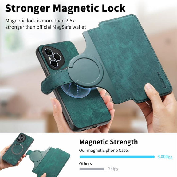 For Honor 400 Pro Global 160.8mm CaseNeo MagSafe RFID Anti-theft Retro Leather Phone Case(Green)
