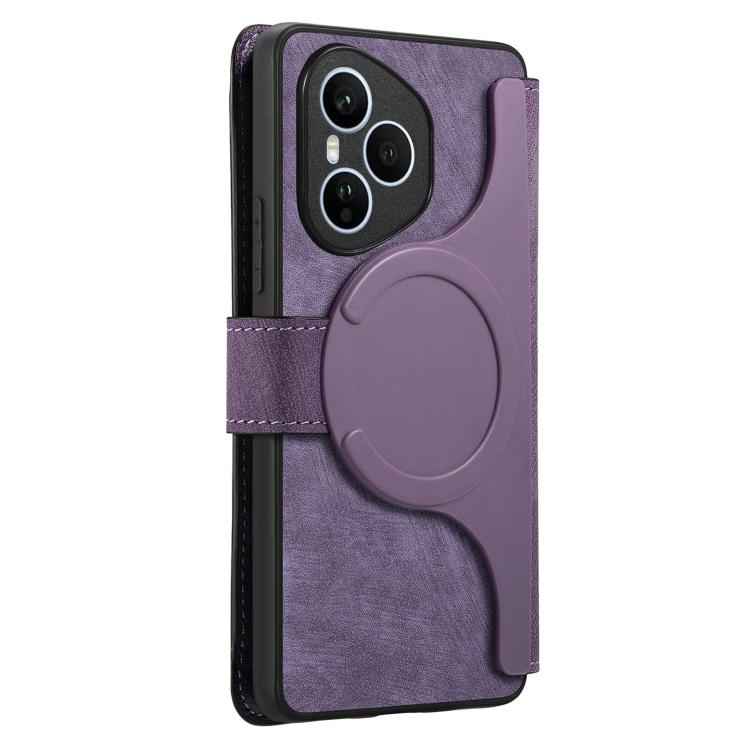 For Honor 400 Pro Global 160.8mm CaseNeo MagSafe RFID Anti-theft Retro Leather Phone Case(Purple)