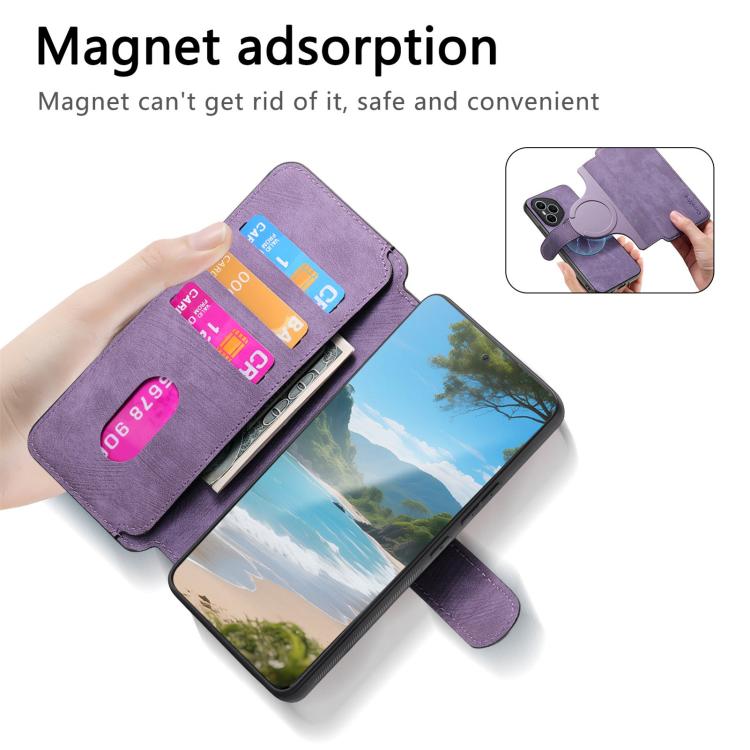 For Honor 400 Pro Global 160.8mm CaseNeo MagSafe RFID Anti-theft Retro Leather Phone Case(Purple)