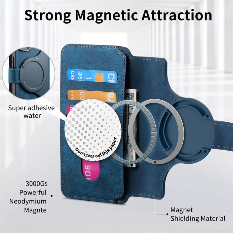 For Honor 400 Global 156.5mm CaseNeo MagSafe RFID Anti-theft Retro Leather Phone Case(Blue)
