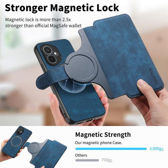 For Honor 400 Global 156.5mm CaseNeo MagSafe RFID Anti-theft Retro Leather Phone Case(Blue)