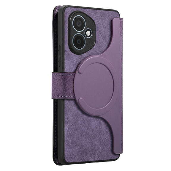 For Honor 400 Global 156.5mm CaseNeo MagSafe RFID Anti-theft Retro Leather Phone Case(Purple)