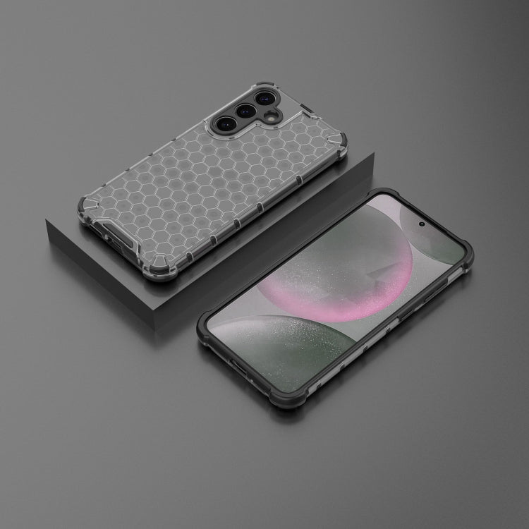 For Samsung Galaxy S25+ 5G Honeycomb Shockproof Phone Case(Black)