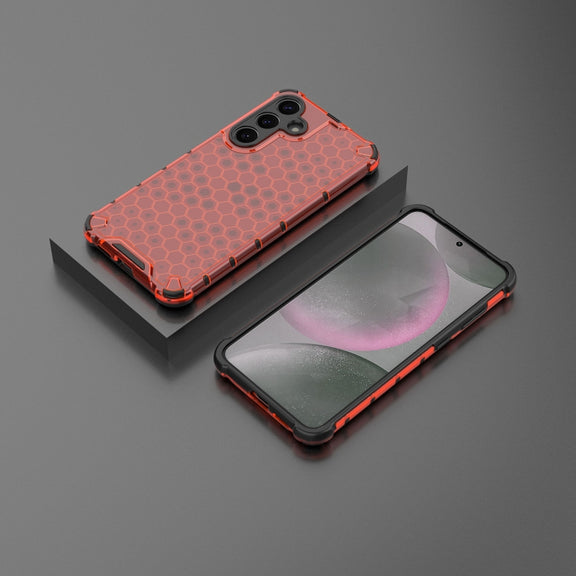 For Samsung Galaxy S25+ 5G Honeycomb Shockproof Phone Case(Red)
