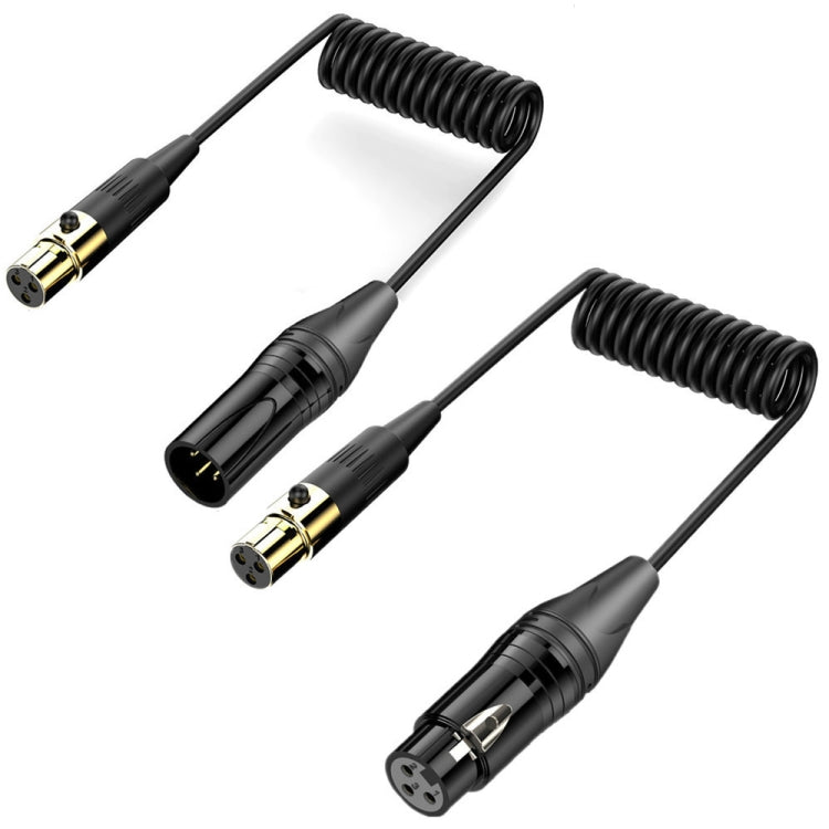 Mini XLR Female to XLR Female Audio Mixer Mini Microphone Coiled Audio Cable, Length: 0.5m(Black) - Microphone Audio Cable & Connector by PMC TechLife | Online Shopping South Africa | PMC TechLife | Buy Now Pay Later Mobicred