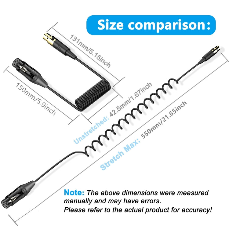 Mini XLR Female to XLR Male Audio Mixer Mini Microphone Coiled Audio Cable, Length: 0.5m(Black) - free shipping - PMC TechLife - Order now!