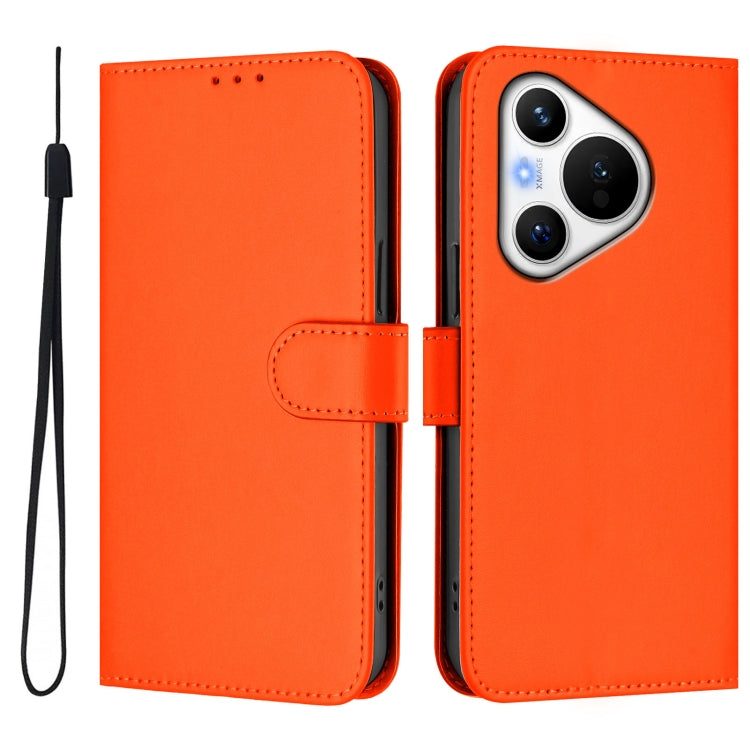For Huawei Pura 70 Skin Feel Solid Color Leather Phone Case with Lanyard(Orange) - Huawei Cases by PMC Jewellery | Online Shopping South Africa | PMC Jewellery | Buy Now Pay Later Mobicred