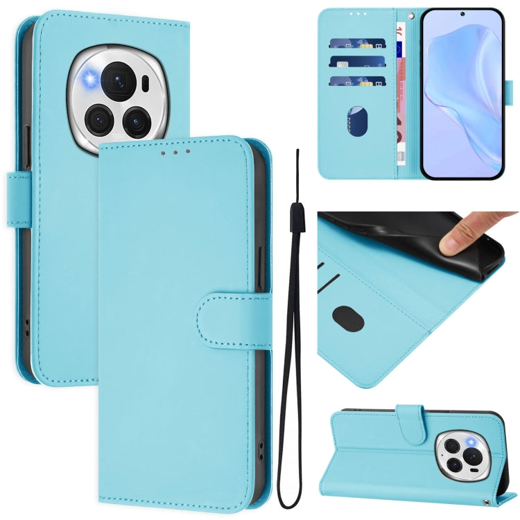 For Honor Magic6 Pro Skin Feel Solid Color Leather Phone Case with Lanyard(Sky Blue) - Honor Cases by PMC Jewellery | Online Shopping South Africa | PMC Jewellery | Buy Now Pay Later Mobicred