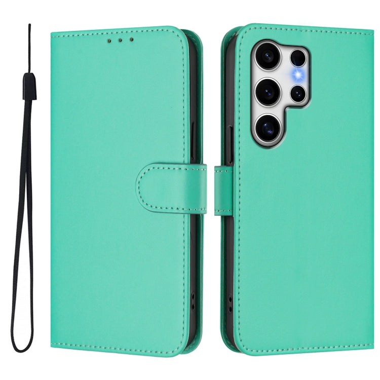 For Samsung Galaxy S25 Ultra 5G Skin Feel Solid Color Leather Phone Case with Lanyard(Green) - Galaxy S25 Ultra 5G Cases by PMC Jewellery | Online Shopping South Africa | PMC Jewellery | Buy Now Pay Later Mobicred