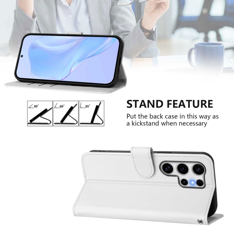 For Samsung Galaxy S25 Ultra 5G Skin Feel Solid Color Leather Phone Case with Lanyard(White) - Galaxy S25 Ultra 5G Cases by PMC Jewellery | Online Shopping South Africa | PMC Jewellery | Buy Now Pay Later Mobicred