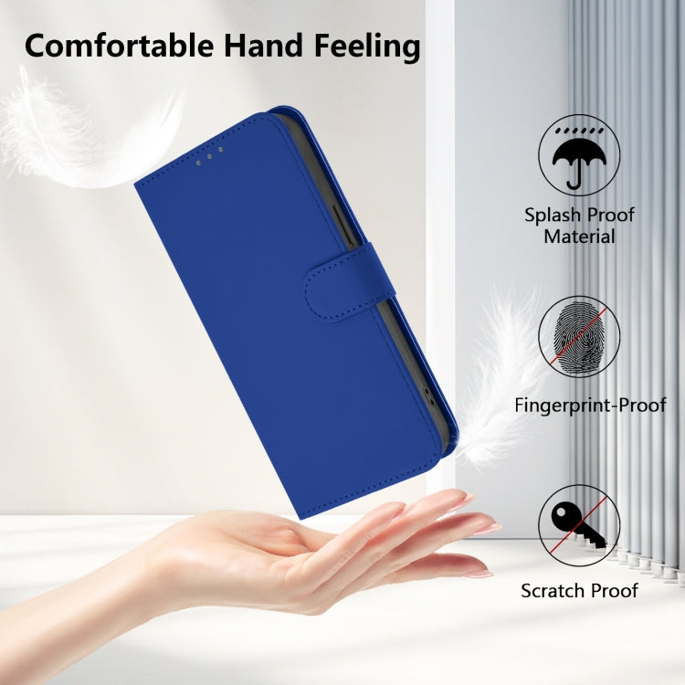 For Samsung Galaxy S25+ 5G Skin Feel Solid Color Leather Phone Case with Lanyard(Dark Blue) - Galaxy S25+ 5G Cases by PMC Jewellery | Online Shopping South Africa | PMC Jewellery | Buy Now Pay Later Mobicred