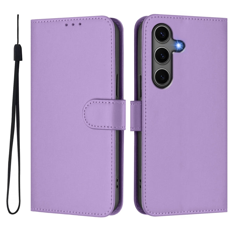 For Samsung Galaxy S25+ 5G Skin Feel Solid Color Leather Phone Case with Lanyard(Lavender Purple) - Galaxy S25+ 5G Cases by PMC Jewellery | Online Shopping South Africa | PMC Jewellery | Buy Now Pay Later Mobicred