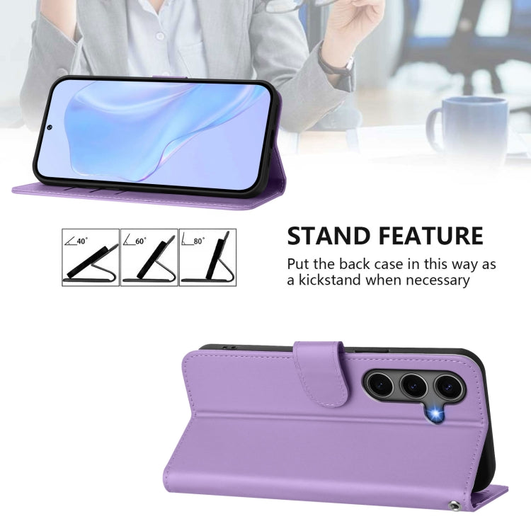 For Samsung Galaxy S25+ 5G Skin Feel Solid Color Leather Phone Case with Lanyard(Lavender Purple) - Galaxy S25+ 5G Cases by PMC Jewellery | Online Shopping South Africa | PMC Jewellery | Buy Now Pay Later Mobicred