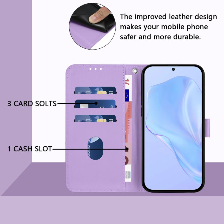 For Samsung Galaxy S25+ 5G Skin Feel Solid Color Leather Phone Case with Lanyard(Lavender Purple) - Galaxy S25+ 5G Cases by PMC Jewellery | Online Shopping South Africa | PMC Jewellery | Buy Now Pay Later Mobicred