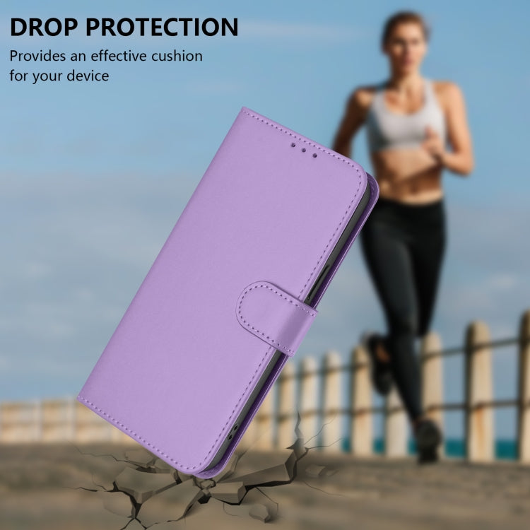 For Samsung Galaxy S25+ 5G Skin Feel Solid Color Leather Phone Case with Lanyard(Lavender Purple) - Galaxy S25+ 5G Cases by PMC Jewellery | Online Shopping South Africa | PMC Jewellery | Buy Now Pay Later Mobicred